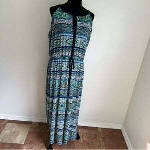 Enfocus Women Blue And Green Boho Paisley Halter Top Maxi Length Dress Size 20W